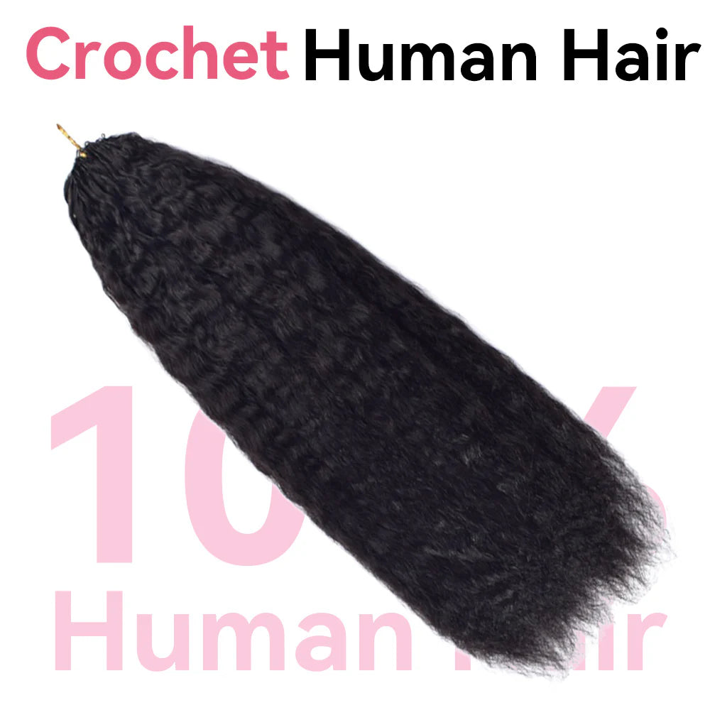 Kinky Straight Crochet 100% Human Hair Hair Extensions