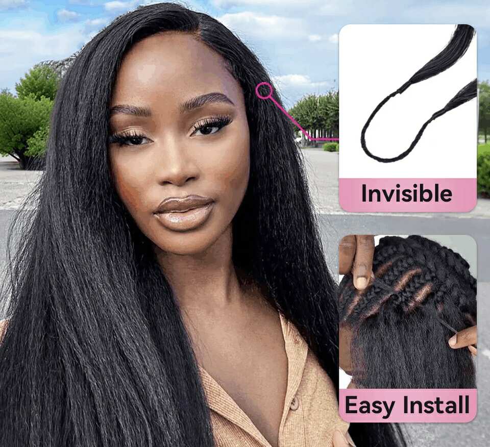 Kinky Straight Crochet 100% Human Hair Hair Extensions