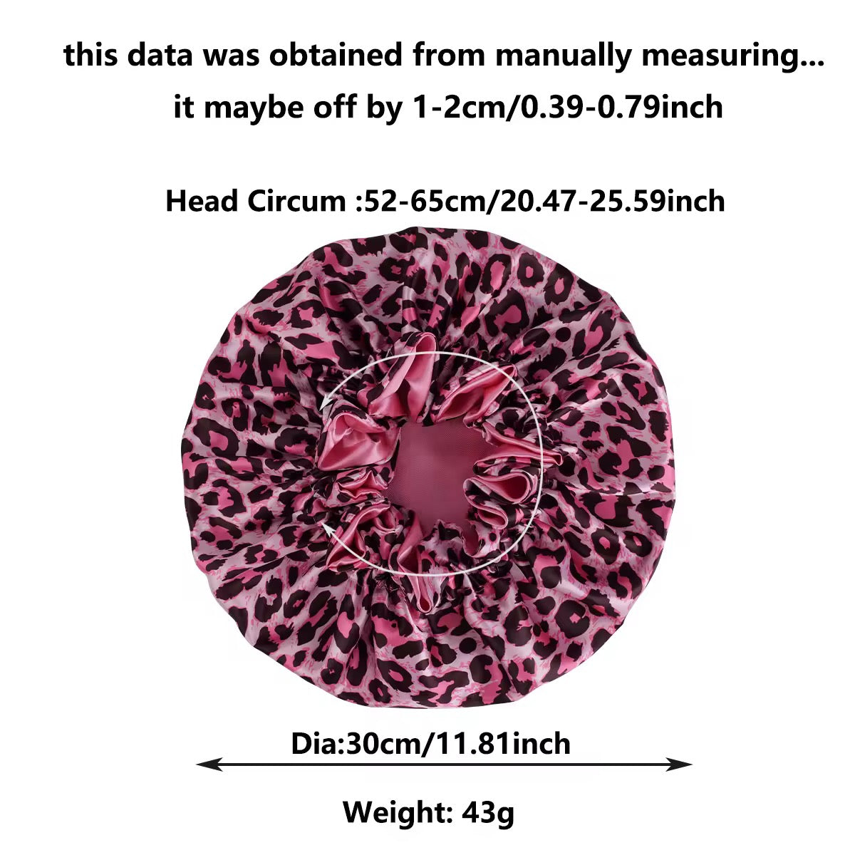 1PC Hair Bonnet Printed Leopard Double Layer Satin Splicing Hair Bonnet