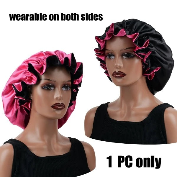 Double Layer Laced Edge Satin Bonnets