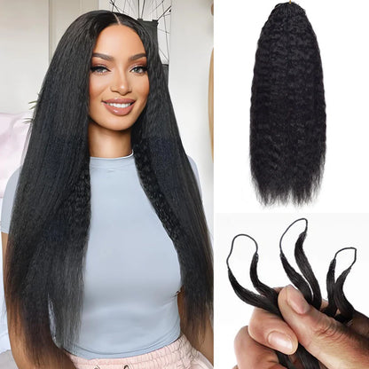 Kinky Straight Crochet 100% Human Hair Hair Extensions