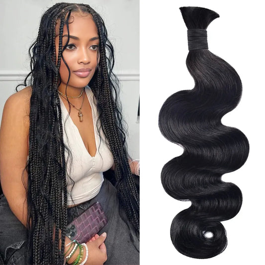 #1B Natural Black Boho Braids Body Wave