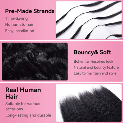 Kinky Straight Crochet 100% Human Hair Hair Extensions