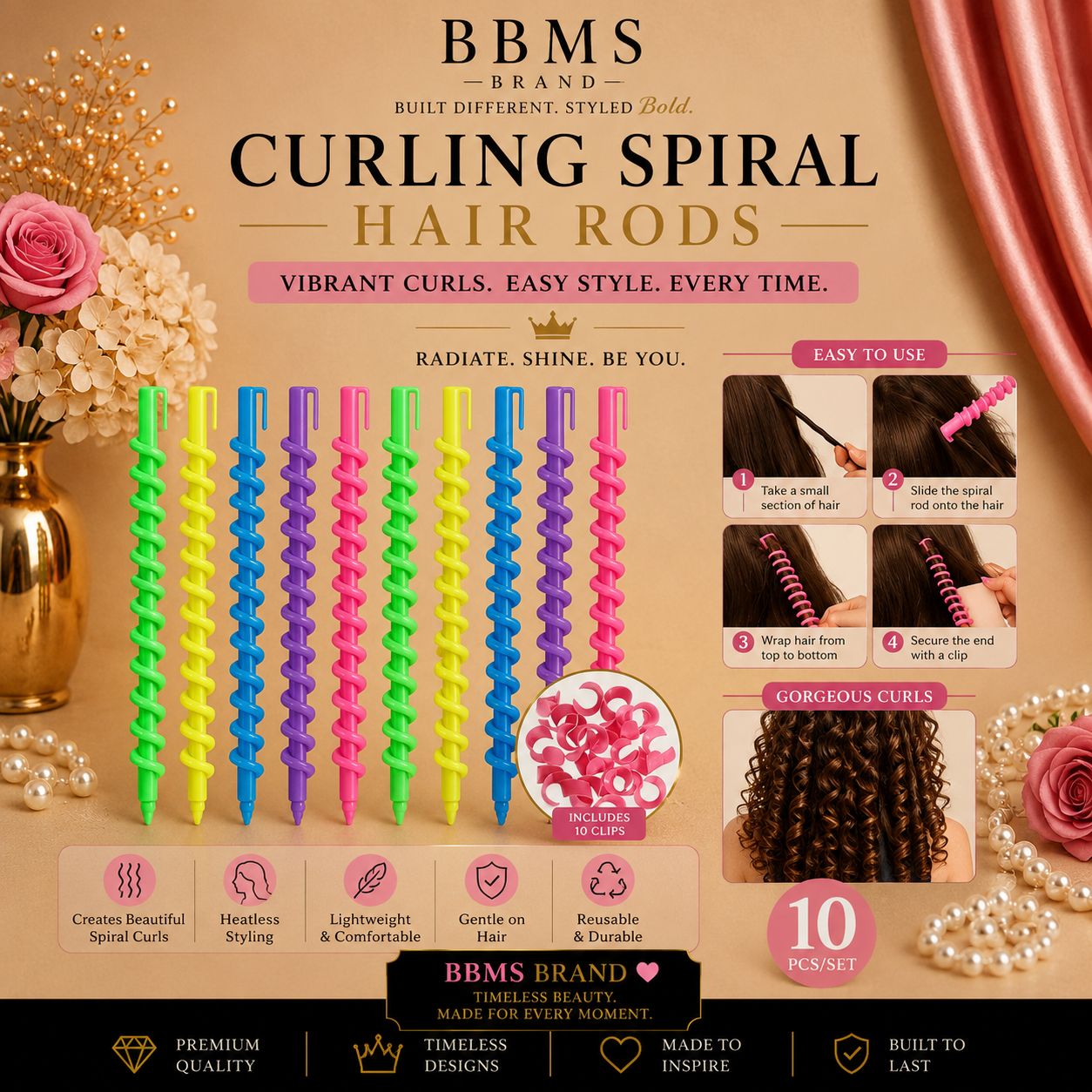 10pcs/Set Curling Spiral Hair Rods