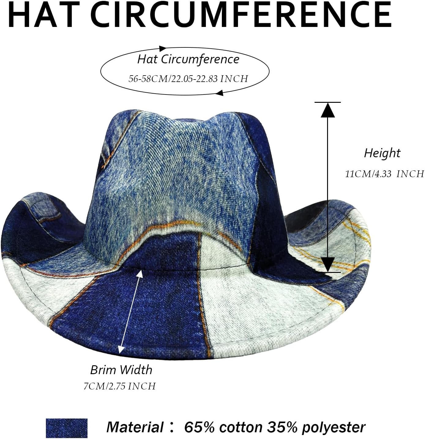 Western Cowboy Hat for Women Man Felt Wide Brim Cowboy Cowgirl Hat for Party Costume Dress Up Cosplay Cowboy Hat