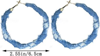 Bohemia Denim Hoop Earrings Simple Exaggerated Big Circle Round Statement Earrings Jewelry Accessories for Women Bridal