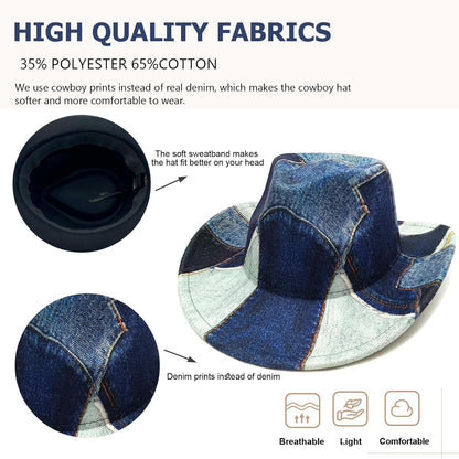 Western Cowboy Hat for Women Man Felt Wide Brim Cowboy Cowgirl Hat for Party Costume Dress Up Cosplay Cowboy Hat