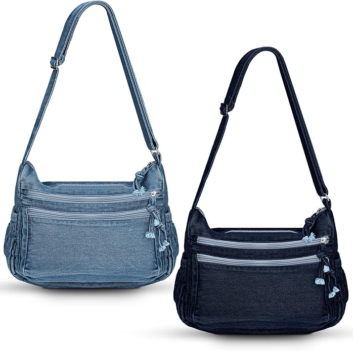 2 Pcs Small Denim Jean Purses Crossbody Bags