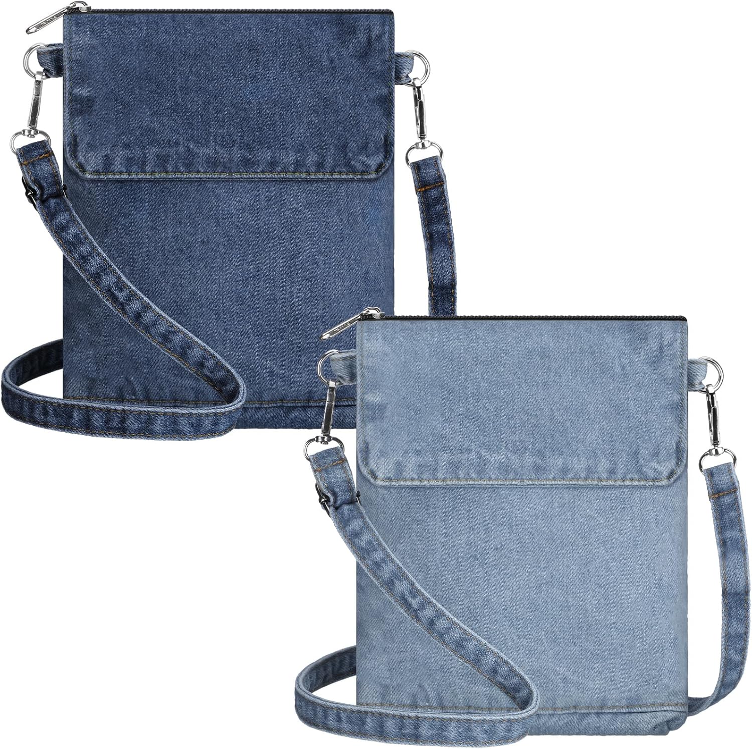 2 Pcs Small Denim Purses Crossbody Bags Jean Shoulder Handbag Adjustable Retro Denim Cell Phone Bags for Women