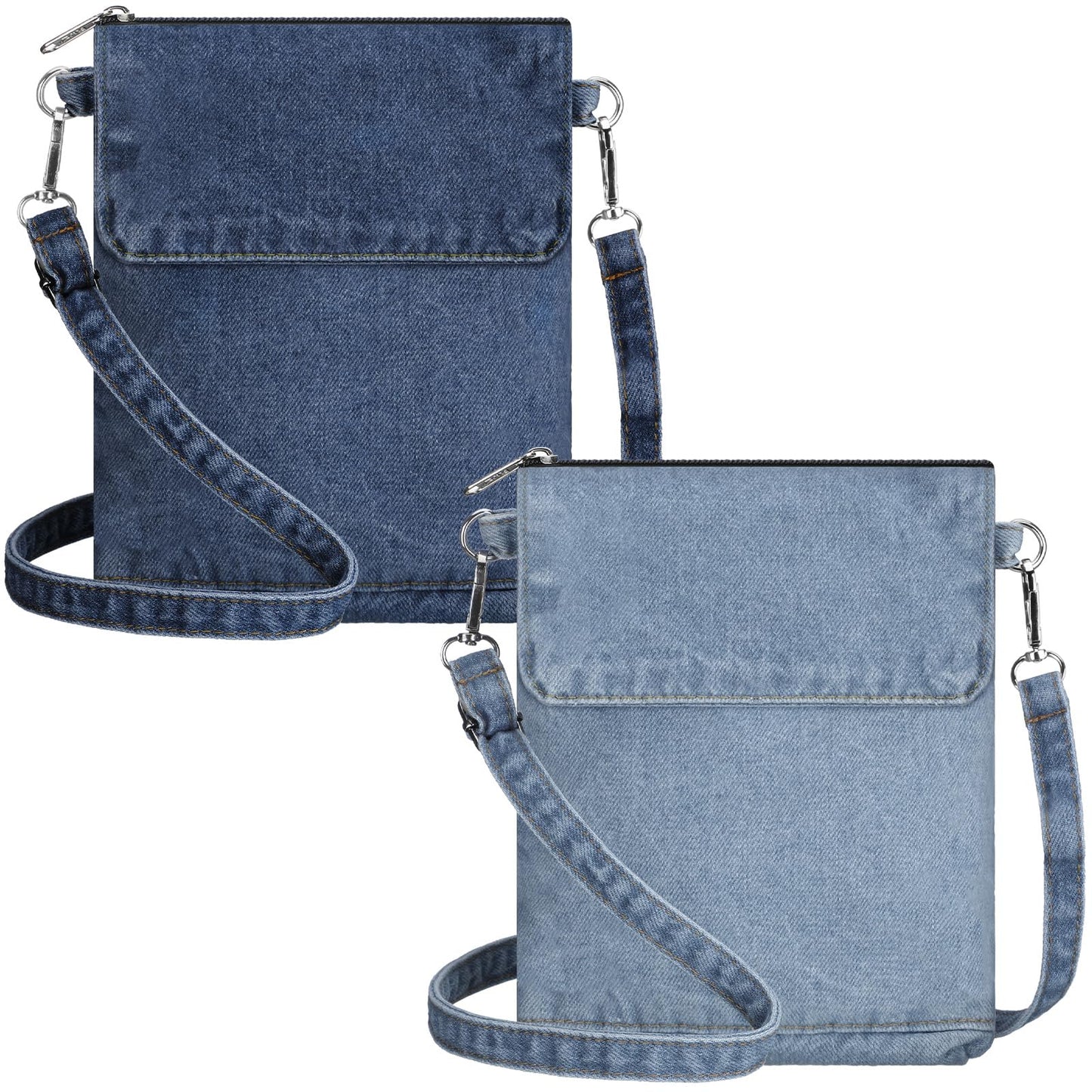 2 Pcs Small Denim Purses Crossbody Bags Jean Shoulder Handbag Adjustable Retro Denim Cell Phone Bags for Women
