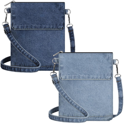 2 Pcs Small Denim Purses Crossbody Bags Jean Shoulder Handbag Adjustable Retro Denim Cell Phone Bags for Women