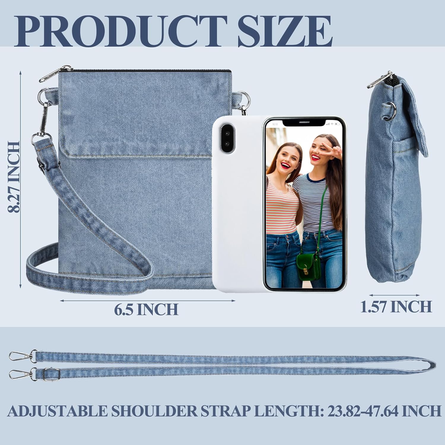 2 Pcs Small Denim Purses Crossbody Bags Jean Shoulder Handbag Adjustable Retro Denim Cell Phone Bags for Women