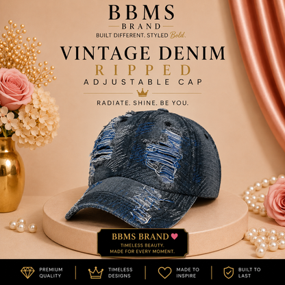 Vintage Denim Ripped Adjustable Cap