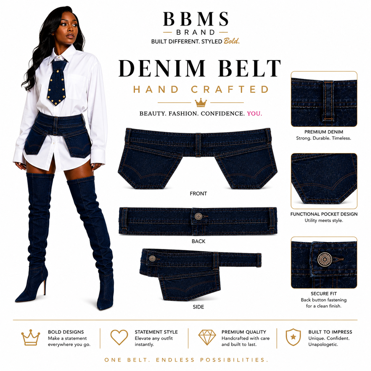Denim Belt (Waist Wrap Statement Piece)