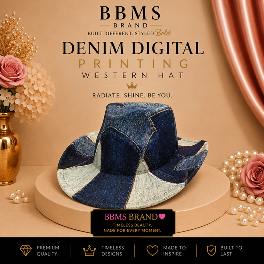 Denim Digital Printing Western Hat