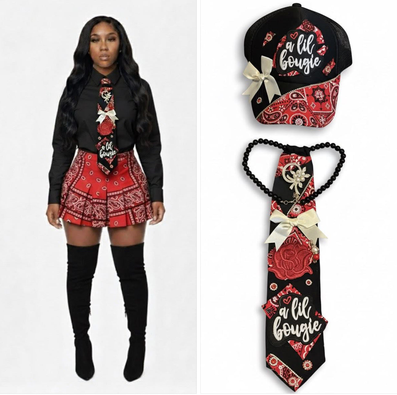 Handcrafted Custom Neck Tie & Hat Set