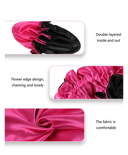 Double Layer Laced Edge Satin Bonnets