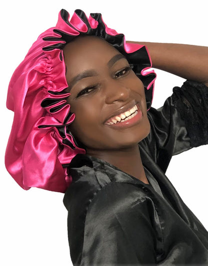 Double Layer Laced Edge Satin Bonnets