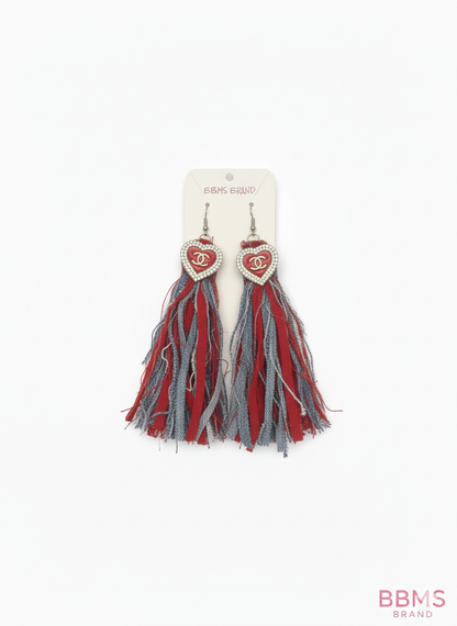 Fringe Denim Earrings