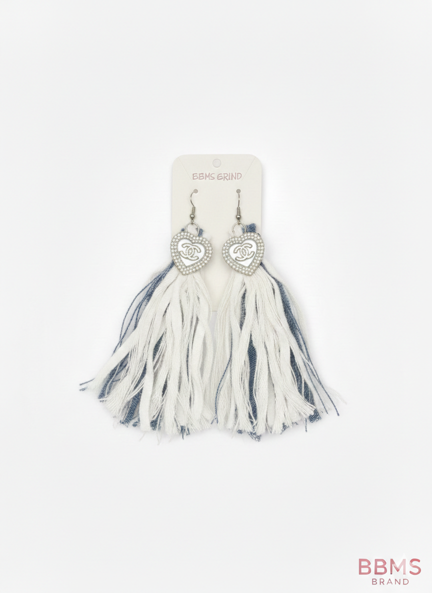 Fringe Denim Earrings