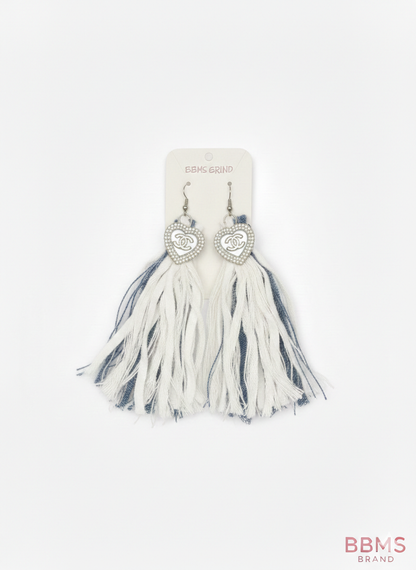 Fringe Denim Earrings