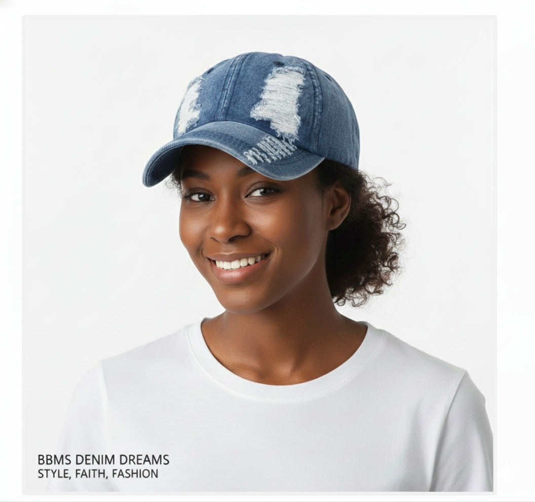 Vintage Denim Ripped Adjustable Cap