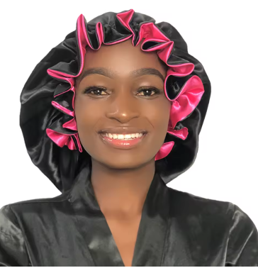 Double Layer Laced Edge Satin Bonnets