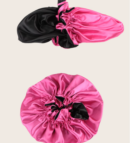 Double Layer Laced Edge Satin Bonnets