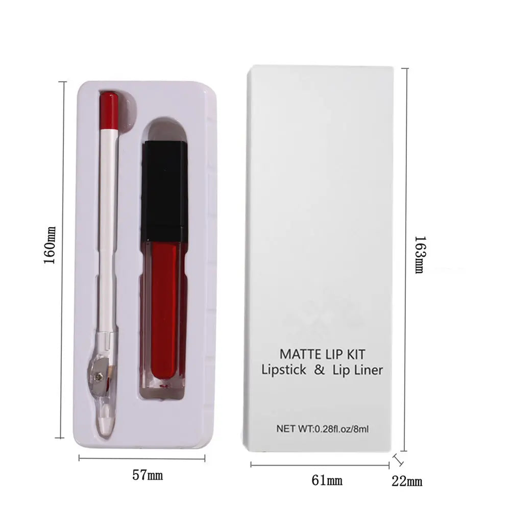 WOF Lipstick And Lip Liner Combo Set Gift Box With Pencil Sharpener WOF Kollection