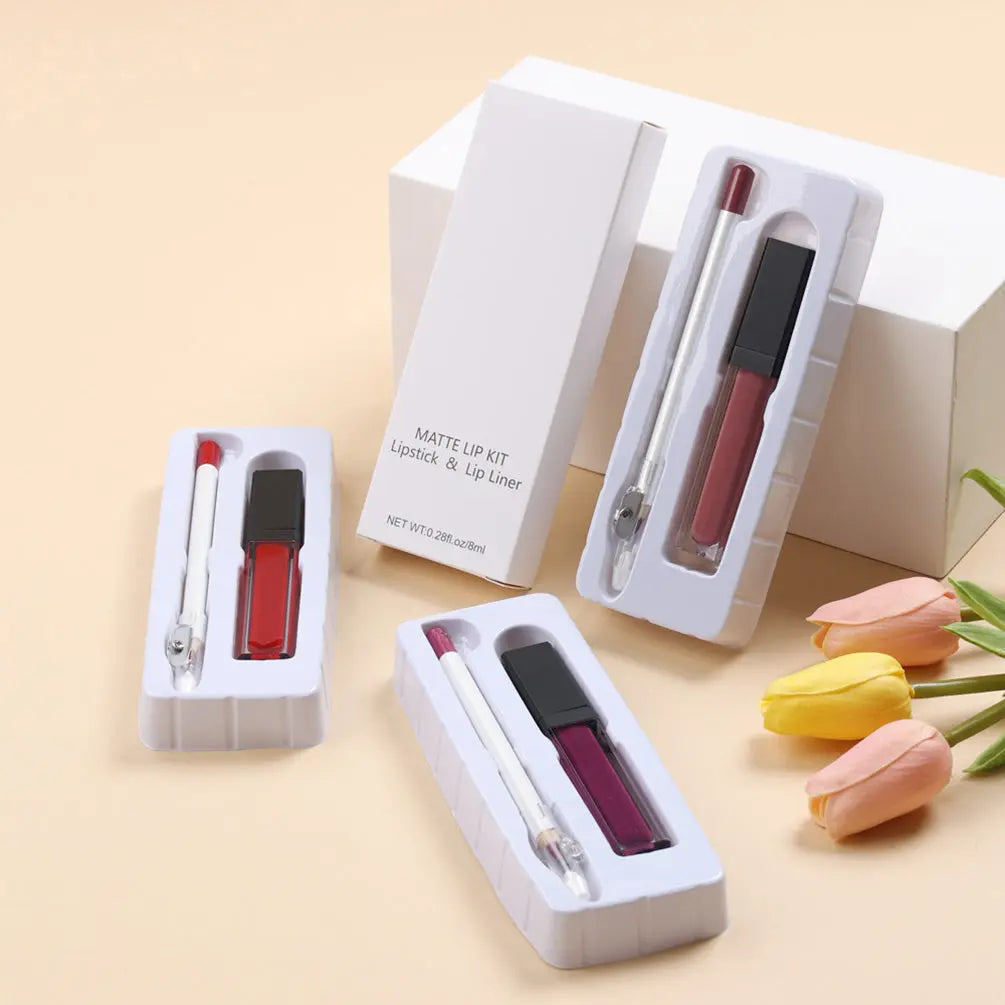 WOF Lipstick And Lip Liner Combo Set Gift Box With Pencil Sharpener WOF Kollection